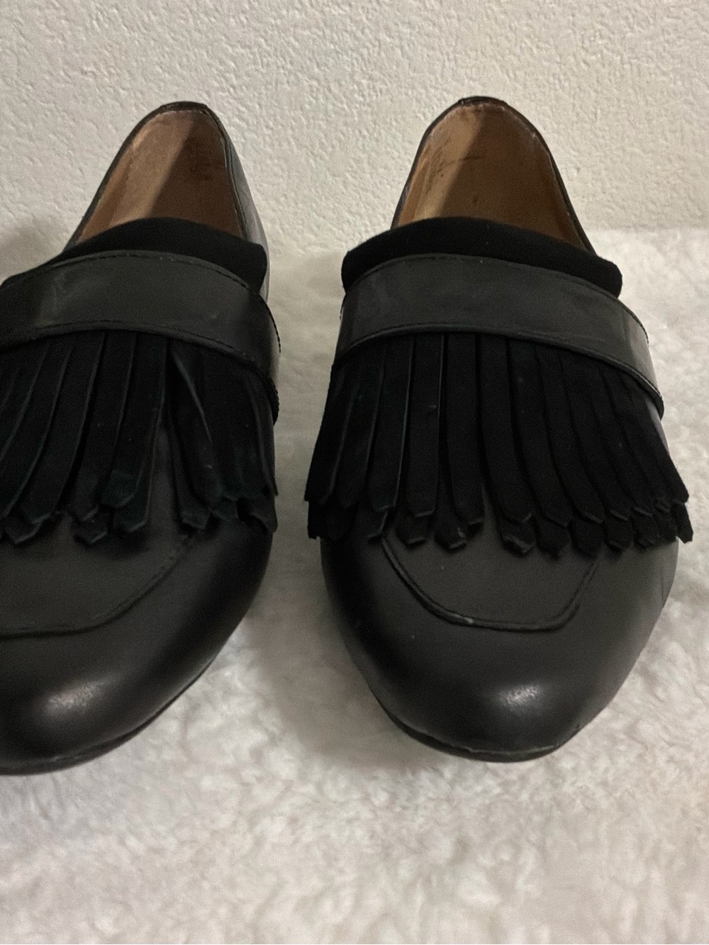 G.H. Bass & Co. Black Leather Fringe Loafers